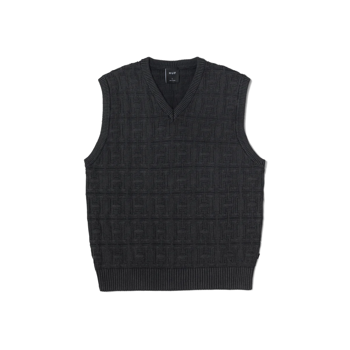 VEST HUF INTERLACED JACQUARD OVERDYED BLACK