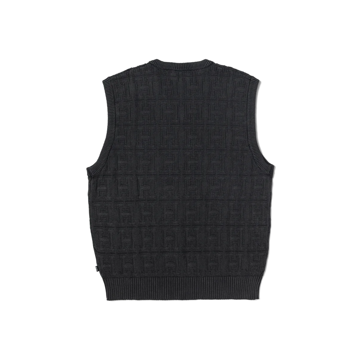 VEST HUF INTERLACED JACQUARD OVERDYED BLACK