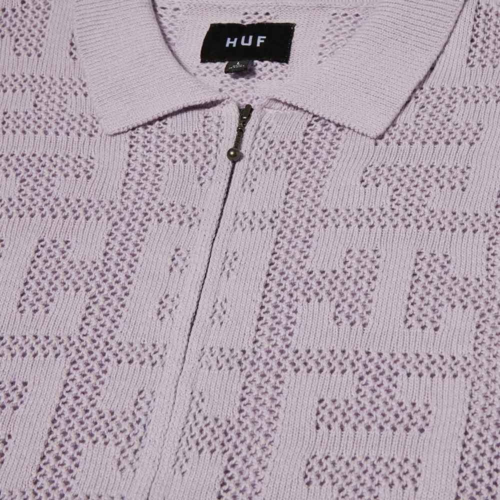 HUF MONOGRAM JACQUARD ZIP SWEATER LAVENDER