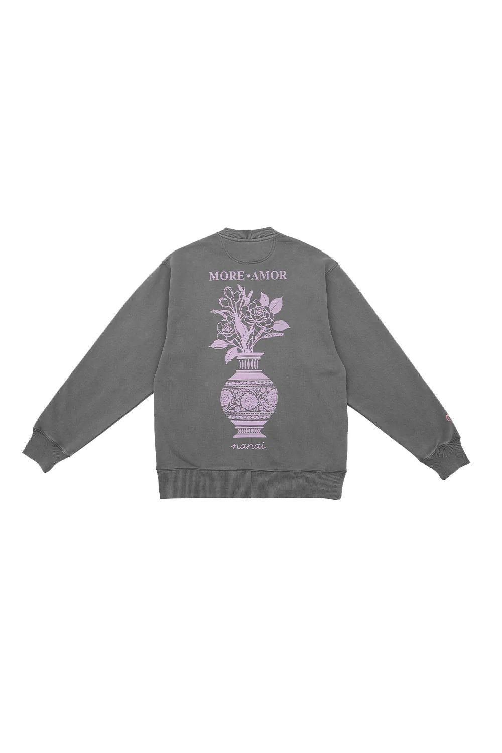 MORE AMOR CREWNECK VASE OF FLOWERS GRAY NANAI