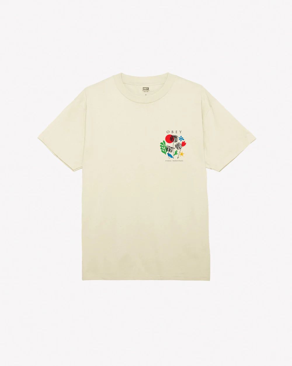 OBEY FLOWERS PAPERS SCISSORS TEE CREAM