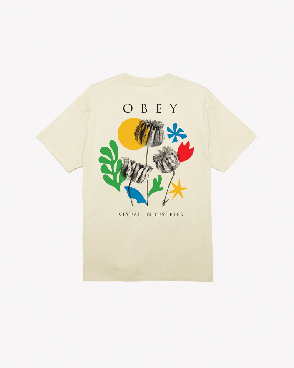 OBEY FLOWERS PAPERS SCISSORS TEE CREAM