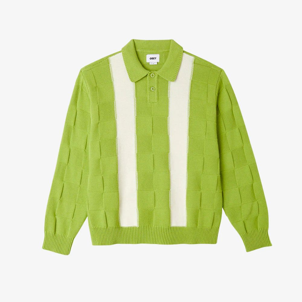 OBEY ALBERT POLO SWEATER TARRAGON GREEN MULTI