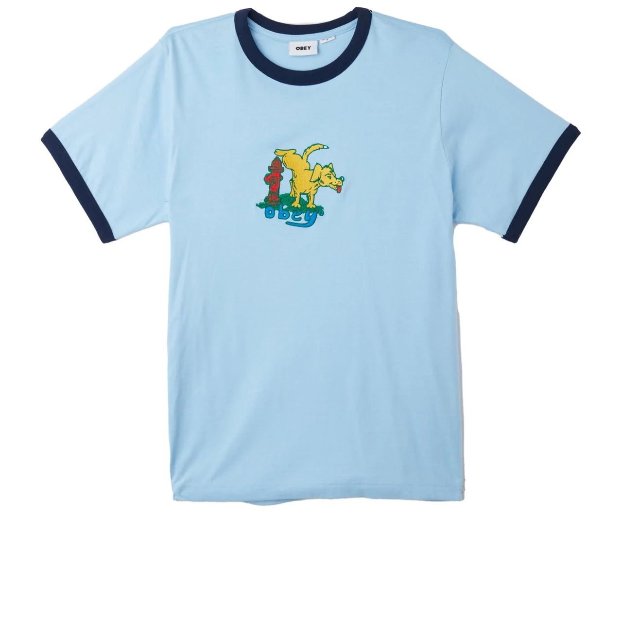 OBEY HOUND RINGER TEE SS CLEAR SKY MULTI