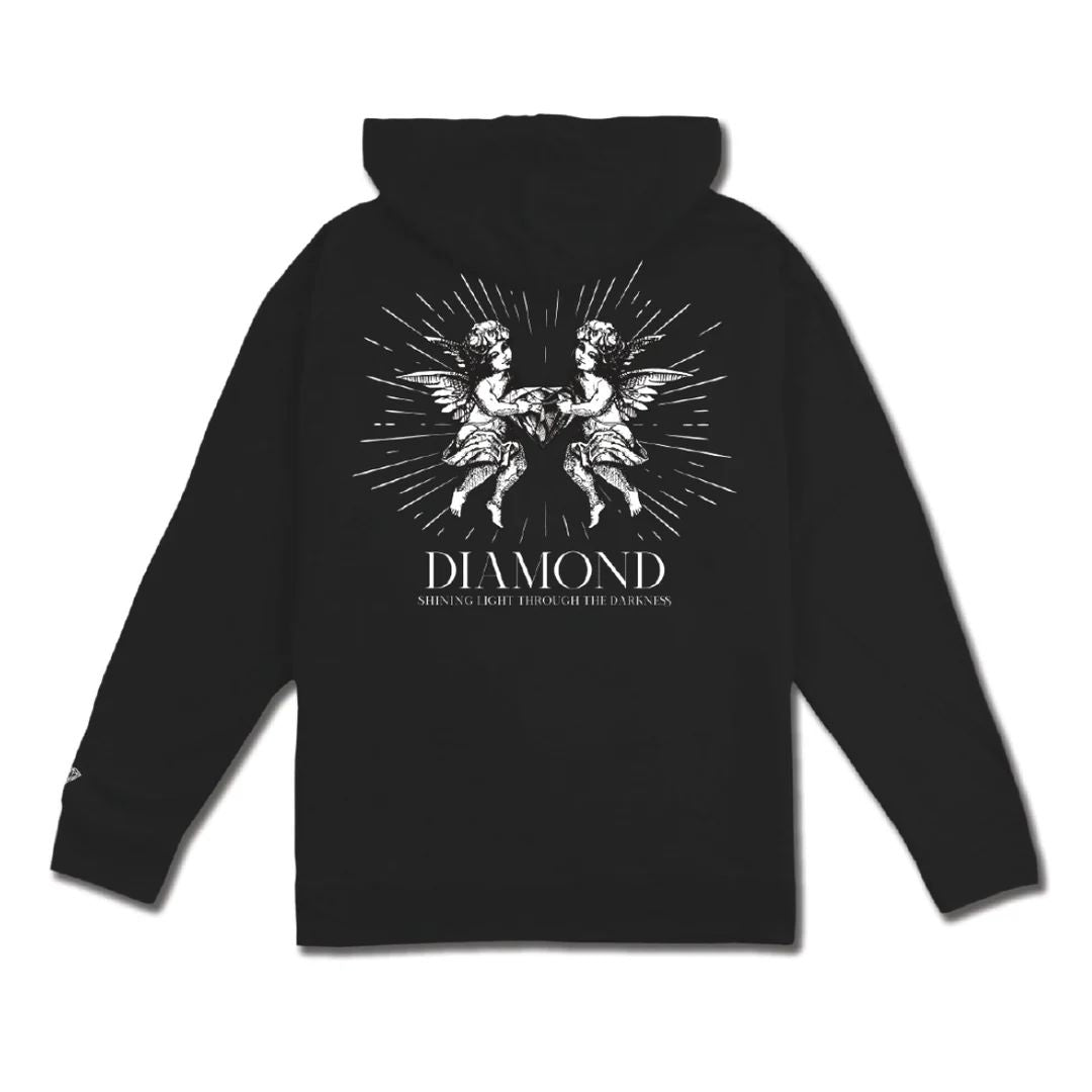 POLERON DIAMOND SHINE BRIGHT ANGELS HOODIE PIGMENT BLACK