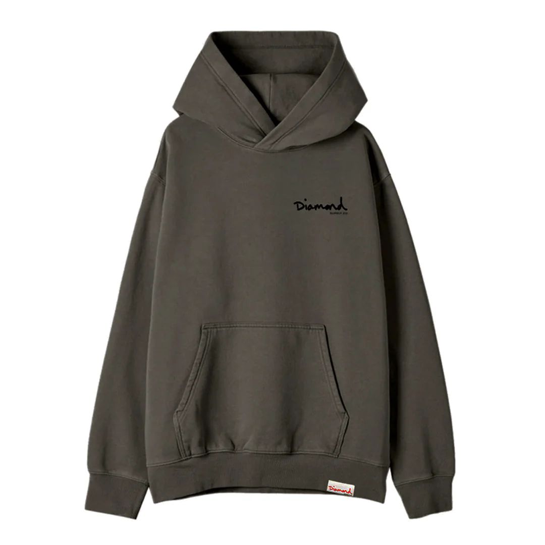 POLERON DIAMOND MINI OG SCRIPT HOODIE CHARCOAL